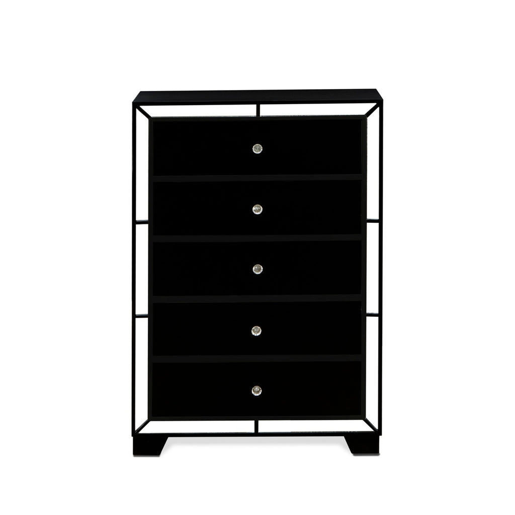 NE11-RU4XYE 4-PC King Bedframe Collection with Elegant Headrest & Stylish Side Tables - Obsidian Finish