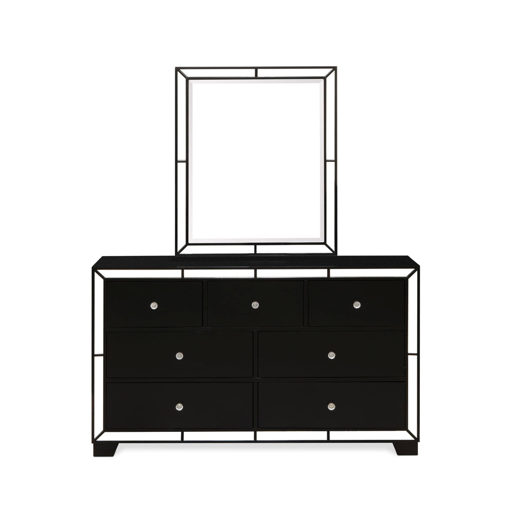 NE11-W7QX6Y 5-Piece Chic Black Bedroom Ensemble Featuring Stylish Bed and Matching Furniture