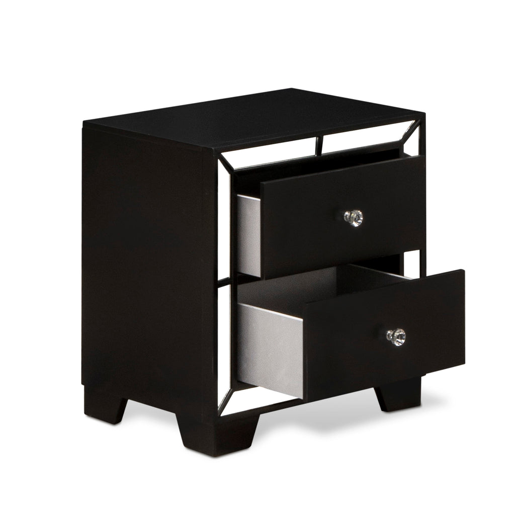NE11-55A26X Elegant Bedroom Set with Quilted Queen Bed, Compact Dresser & Dual Nightstands - Charcoal Leather