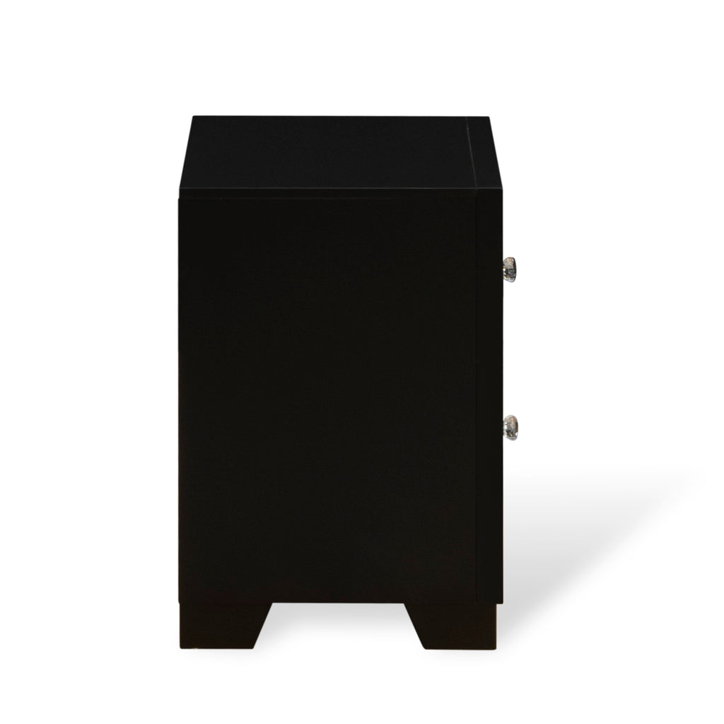 NE11-RU4XYE 4-PC King Bedframe Collection with Elegant Headrest & Stylish Side Tables - Obsidian Finish