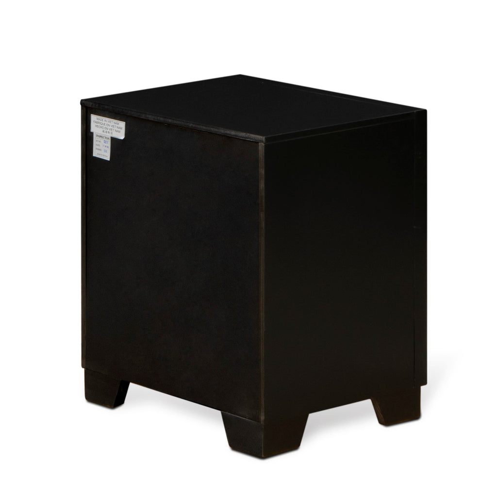 NE11-VCGBCP Collection Queen Upholstered Bed Ensemble with Nightstand, Dresser, and Mirror - Elegant Black