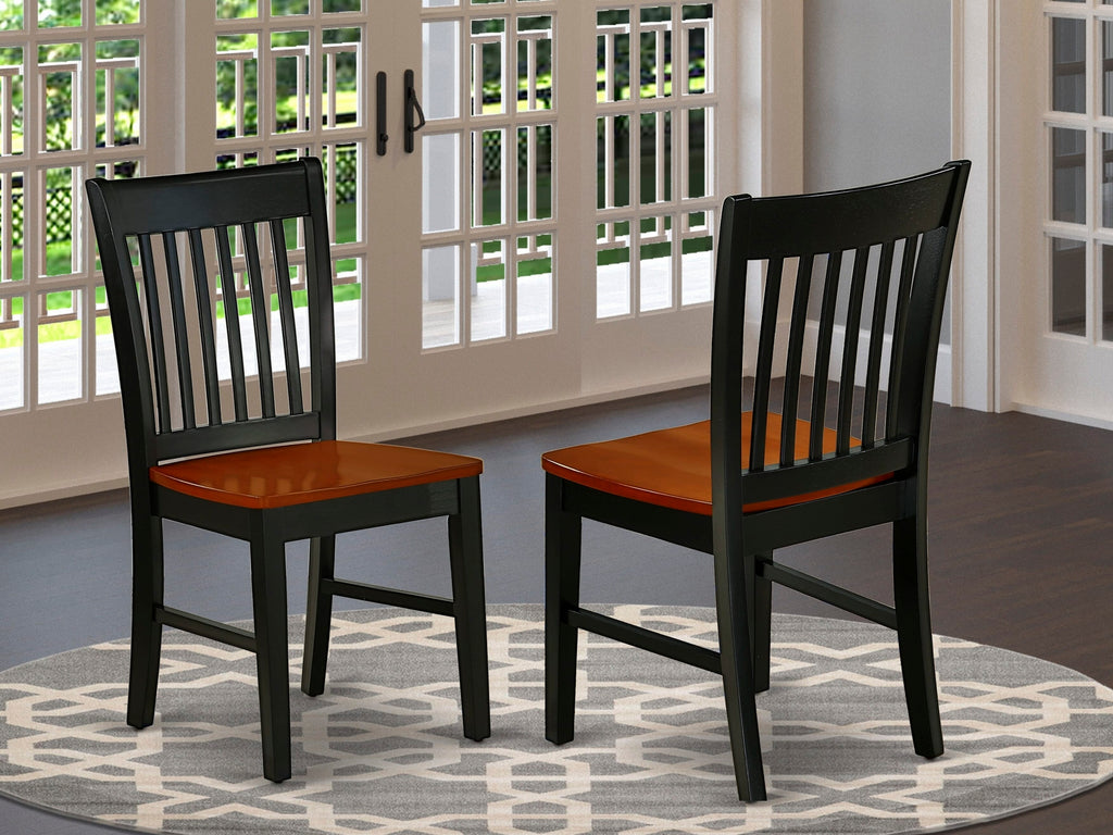 NFC-BI5-V Elegant Dining Set Norfolk Slat Back Kitchen Chairs with Wood Seat in Dual Tones
