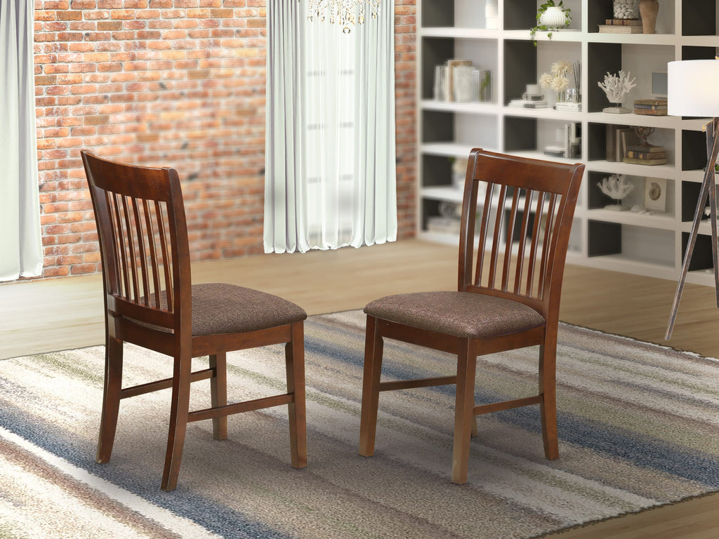 NFC-MCH-7 Elegant Mahogany Norfolk Dining Chairs Set Pair with Soft Fabric Upholstery and Sturdy Wood Design