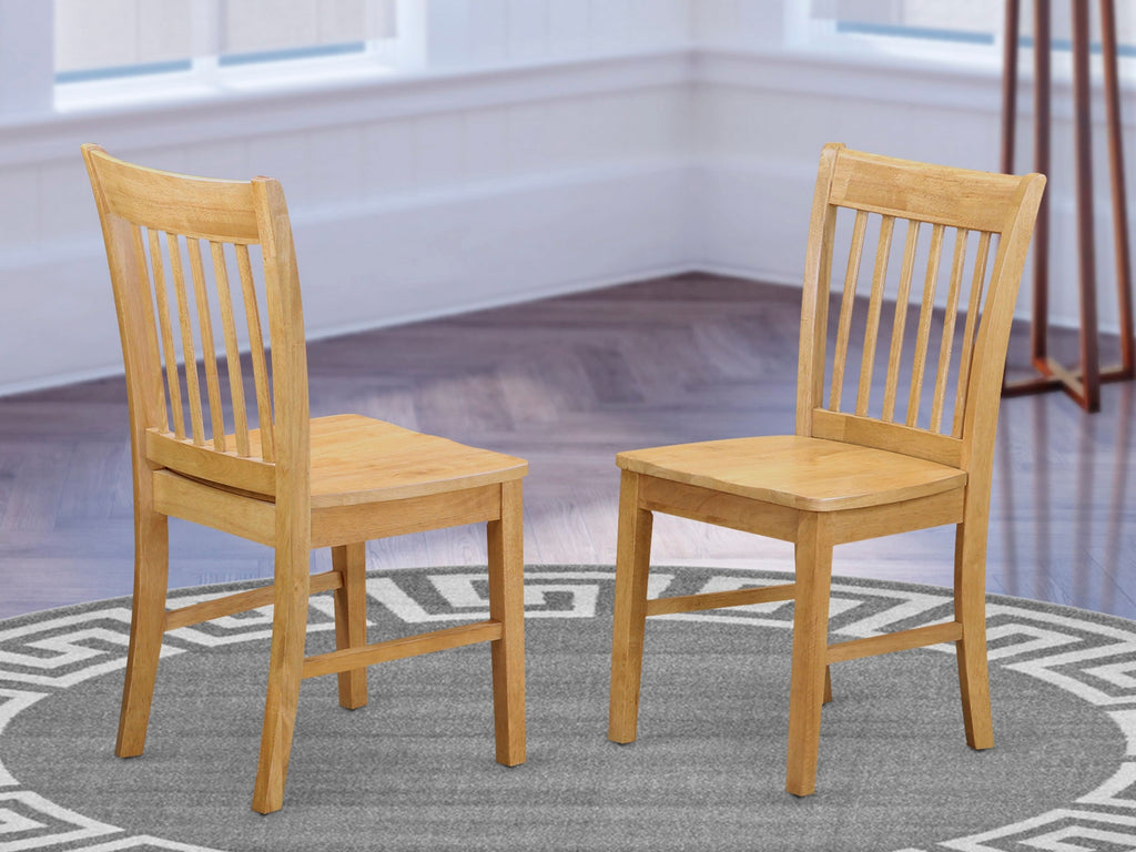 NFC-OJH-C Seaside Oak Dining Chair Set with Slat Back Design and Wooden Seats, Pair