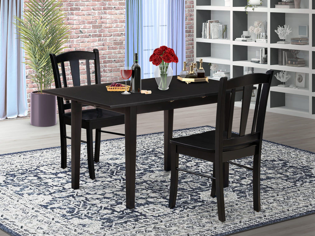 NFDL3-KFN-W 3-Piece Dining Set Extendable Table with Butterfly Leaf & Two Kitchen Chairs, 32x54