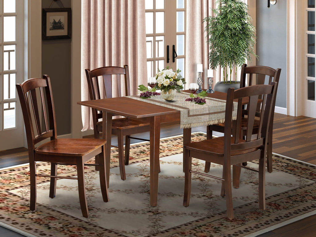 NFDL5-R6M-F Unique 5 Piece Mahogany Dining Ensemble with Butterfly Leaf - Perfect for 4, Features 32x54 Table & Chairs