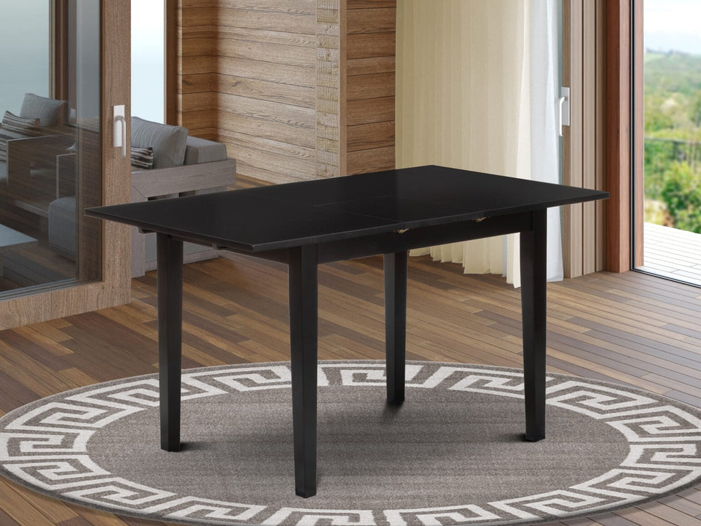 NFT-BDF-T Norfolk Butterfly Leaf Kitchen Table - Elegant Dining Surface 32x54 Inch, Jet Black Finish