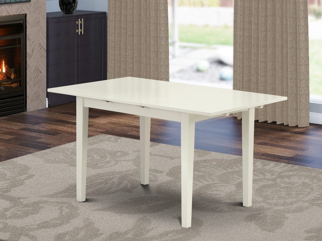 NFT-LXJ-F Elegant Norfolk Rectangle Dining Table with Butterfly Leaf, 32x54 White Finish