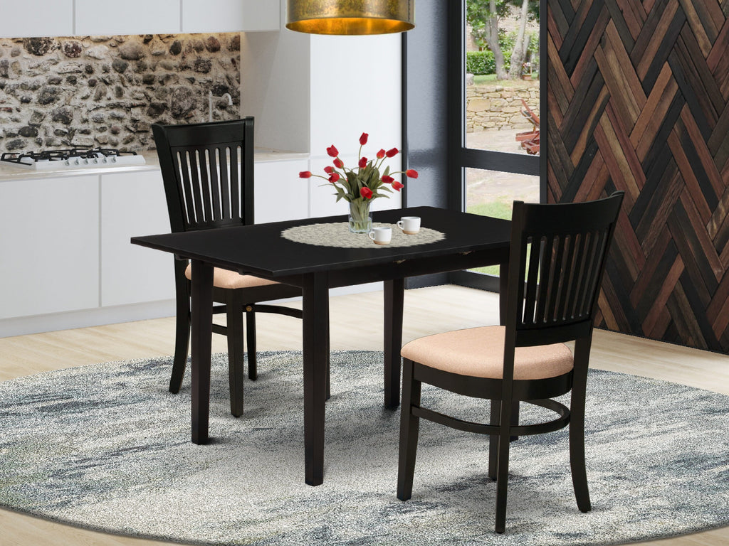 NFVA3-JTX-7 Stylish 3-Piece Set with Expandable Table and Comfy Linen Chairs for Dining Area