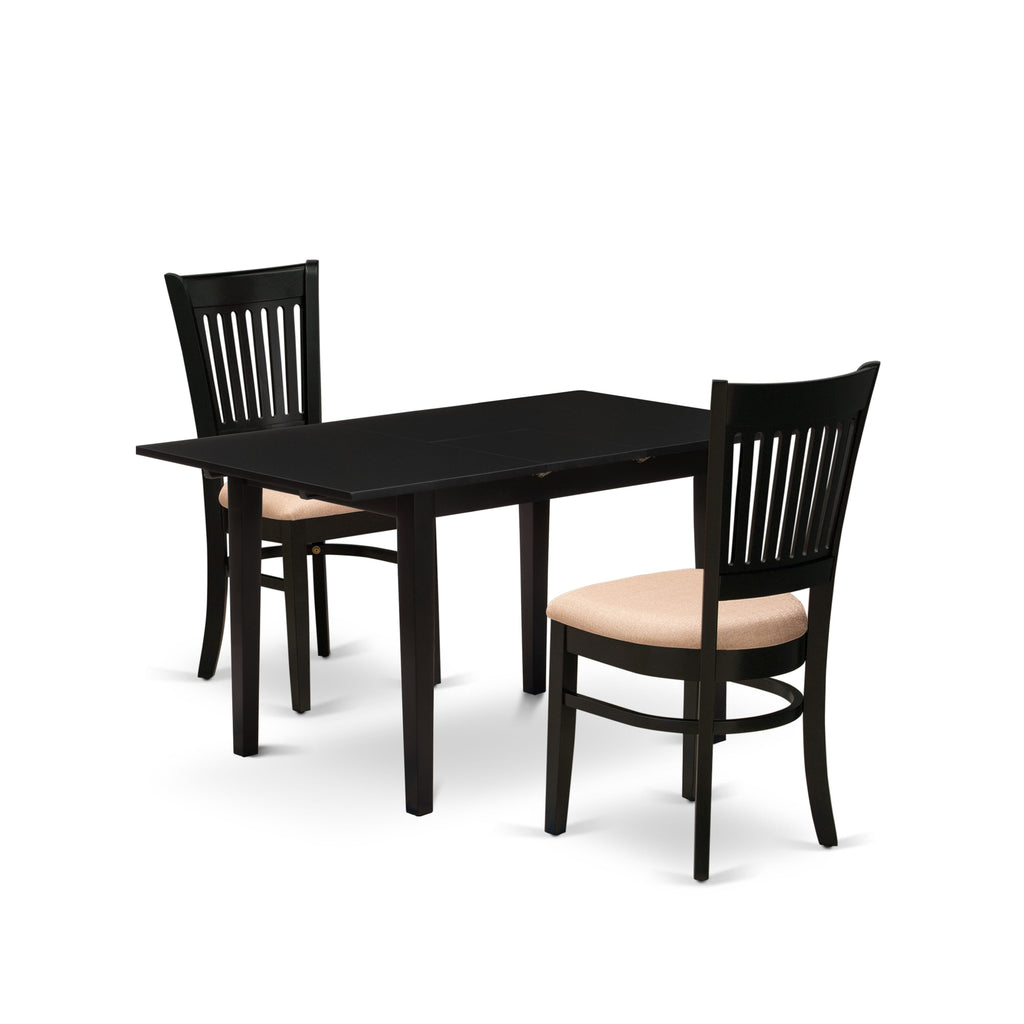 NFVA3-JTX-7 Stylish 3-Piece Set with Expandable Table and Comfy Linen Chairs for Dining Area