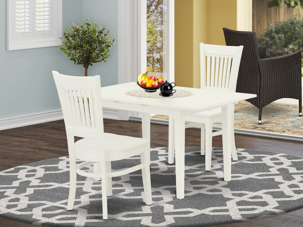 Compact NFVA3-1I6-5 Dining Ensemble Rectangular Table with Extension & Chairs Set in Soft White