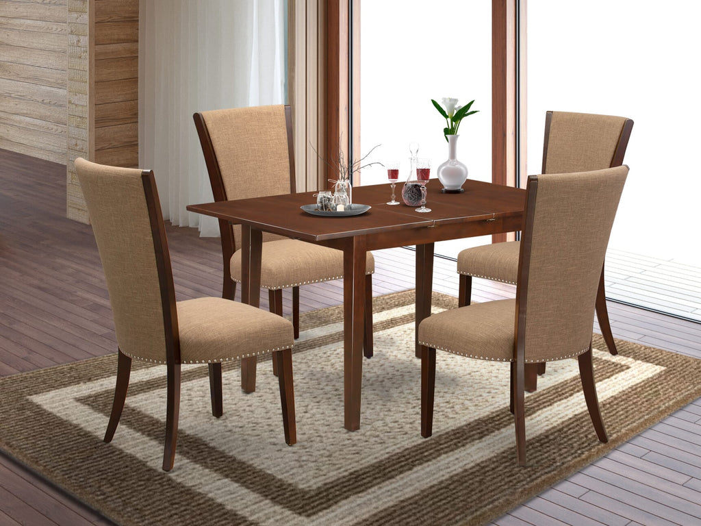 NFVE5-J8A-9N Cozy Mahogany Dining Ensemble for 4 Convertible Table & Plush Chairs