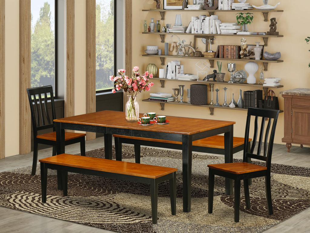 NIAN50-JVO-S Elegant 5-Piece Dining Ensemble with Leaf Extensions and Seating for Four, Black & Cherry