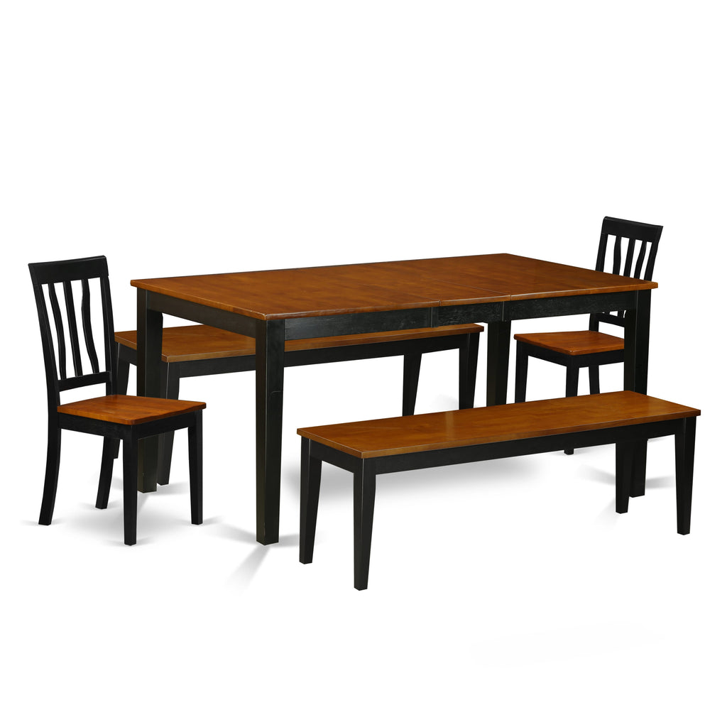 NIAN50-JVO-S Elegant 5-Piece Dining Ensemble with Leaf Extensions and Seating for Four, Black & Cherry