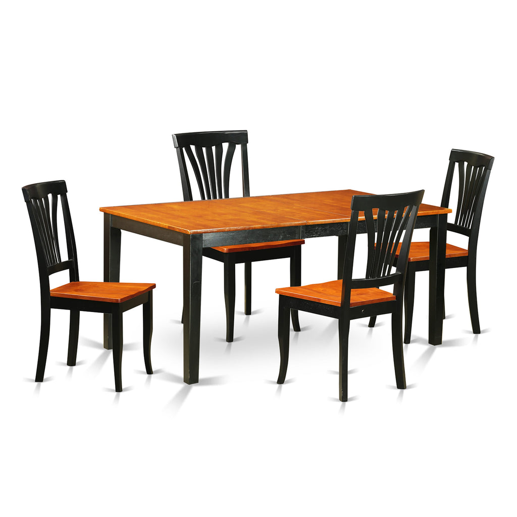 NIAV5-MSR-8 Contemporary 5-Piece Dining Ensemble with Expandable Wooden Table and 4 Chairs in Black & Cherry, 36x66 Inches