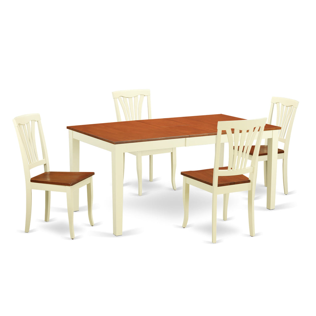 NIAV5-YBN-X Charming 5 Piece Dining Ensemble for Four with Expandable Table & Buttermilk Cherry Chairs