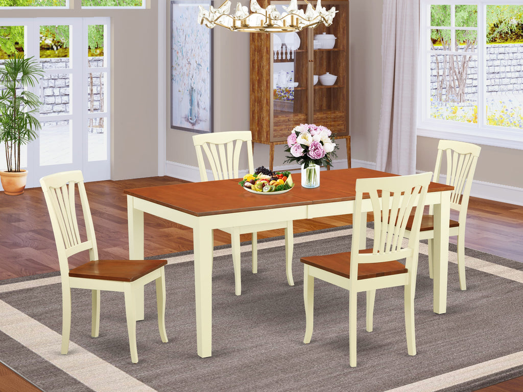 NIAV5-YBN-X Charming 5 Piece Dining Ensemble for Four with Expandable Table & Buttermilk Cherry Chairs