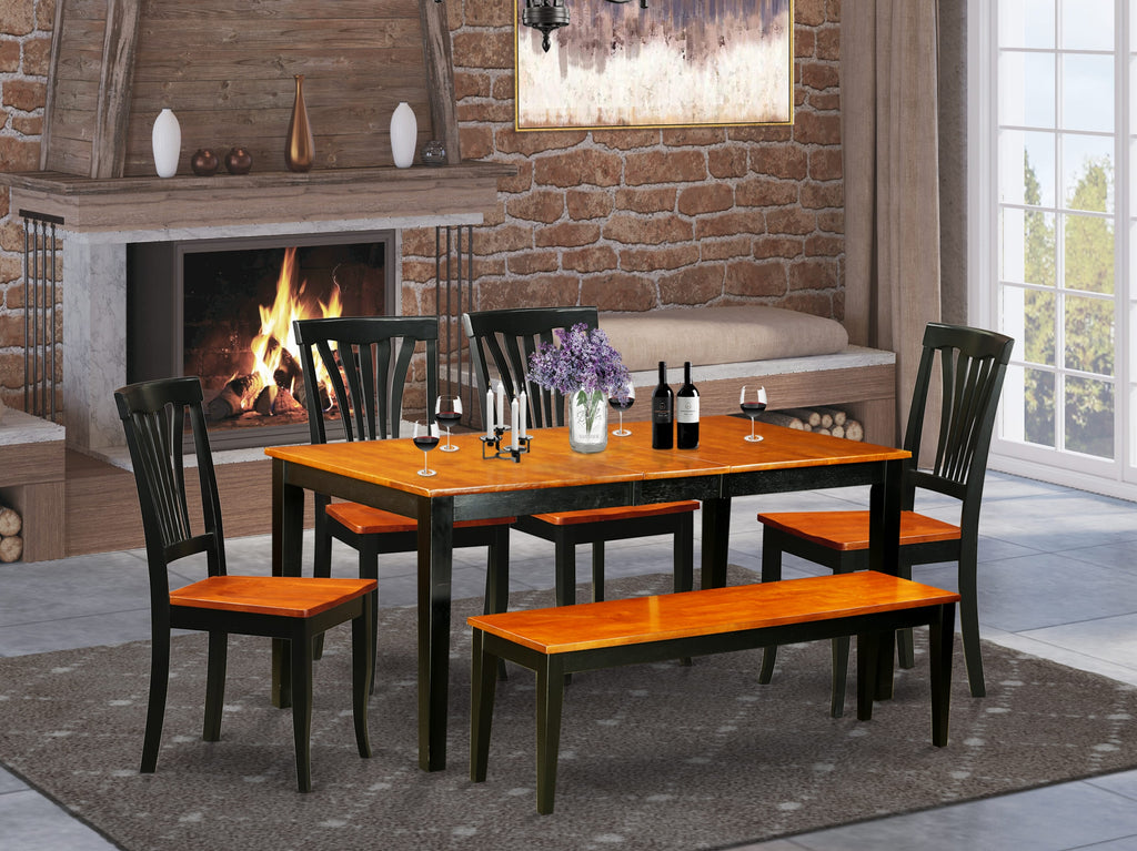 NIAV6-0NI-Q Elegant 6-Piece Dining Set with Extending Table, Seats for Six in Classic Black Cherry Finish
