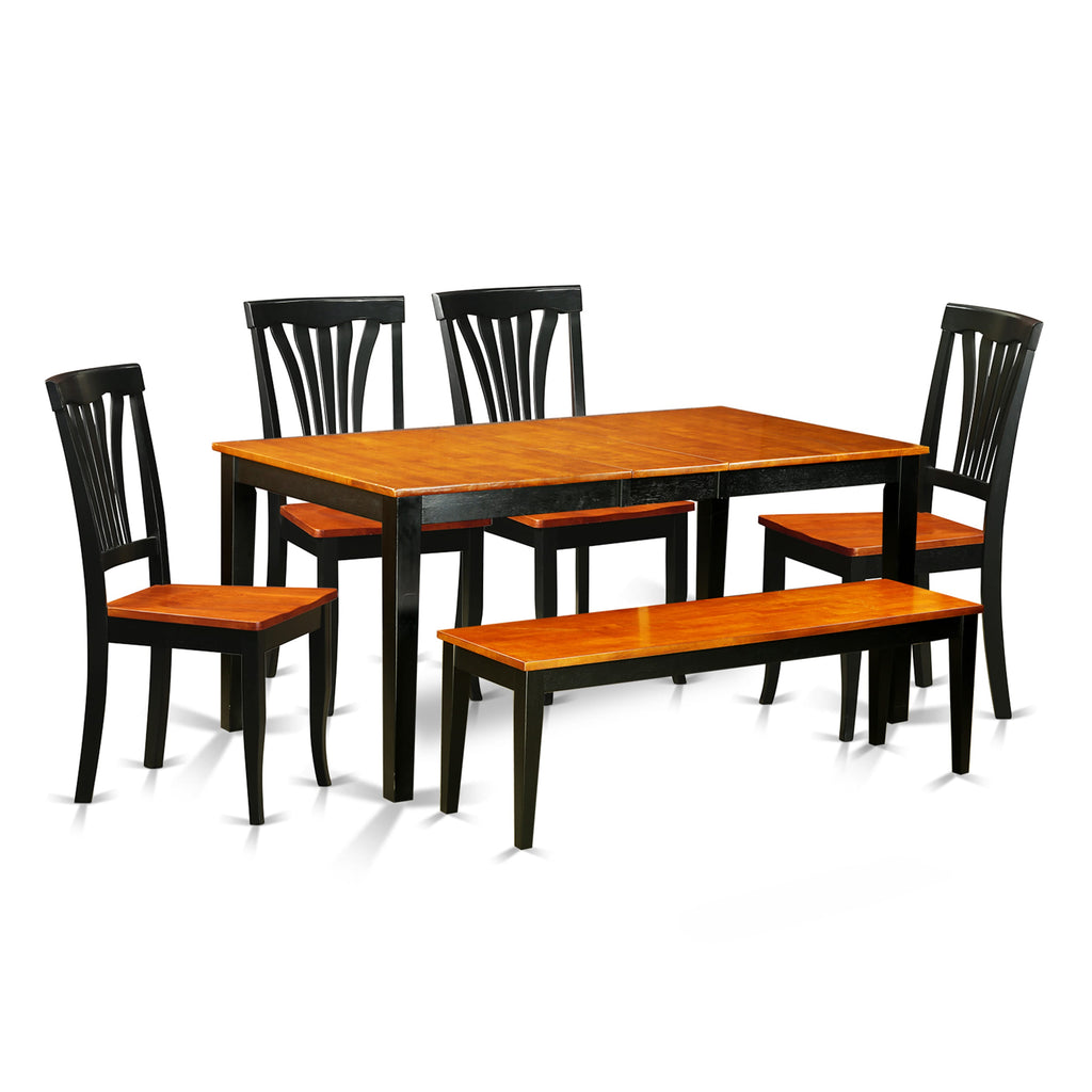 NIAV6-0NI-Q Elegant 6-Piece Dining Set with Extending Table, Seats for Six in Classic Black Cherry Finish