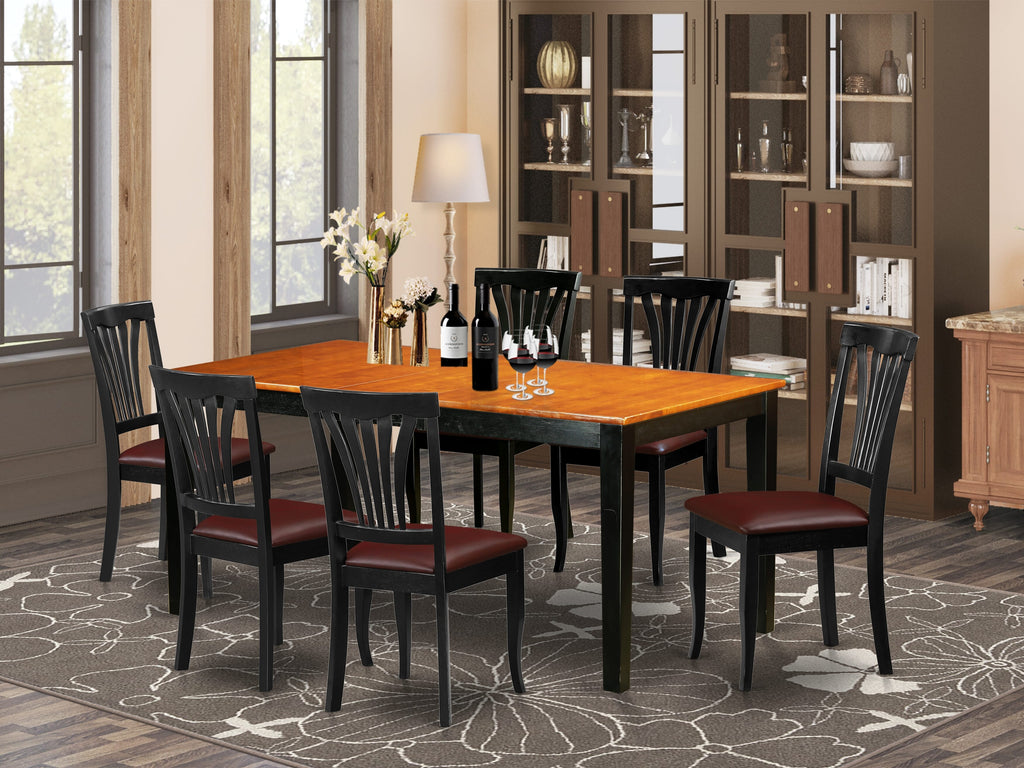 NIAV7-M7D-JY 7-Piece Dining Ensemble with Expandable Table & Sleek Chairs, Cherry & Ebony Grandeur