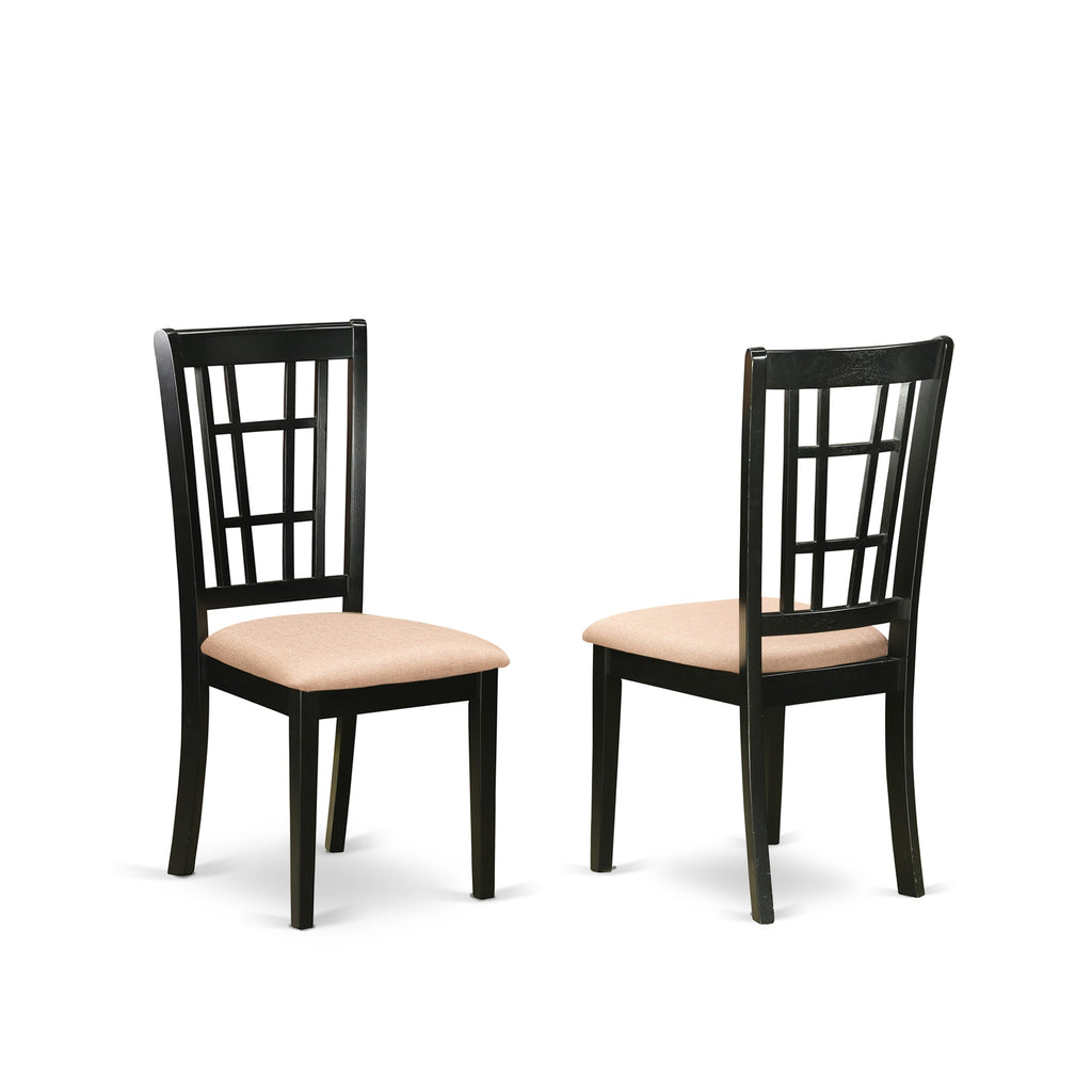 WENI5-ONZ-X 5-Pc Dining Ensemble Rectangular Table & 4 Upholstered Chairs, 42x60 Inch, Cherry & Black