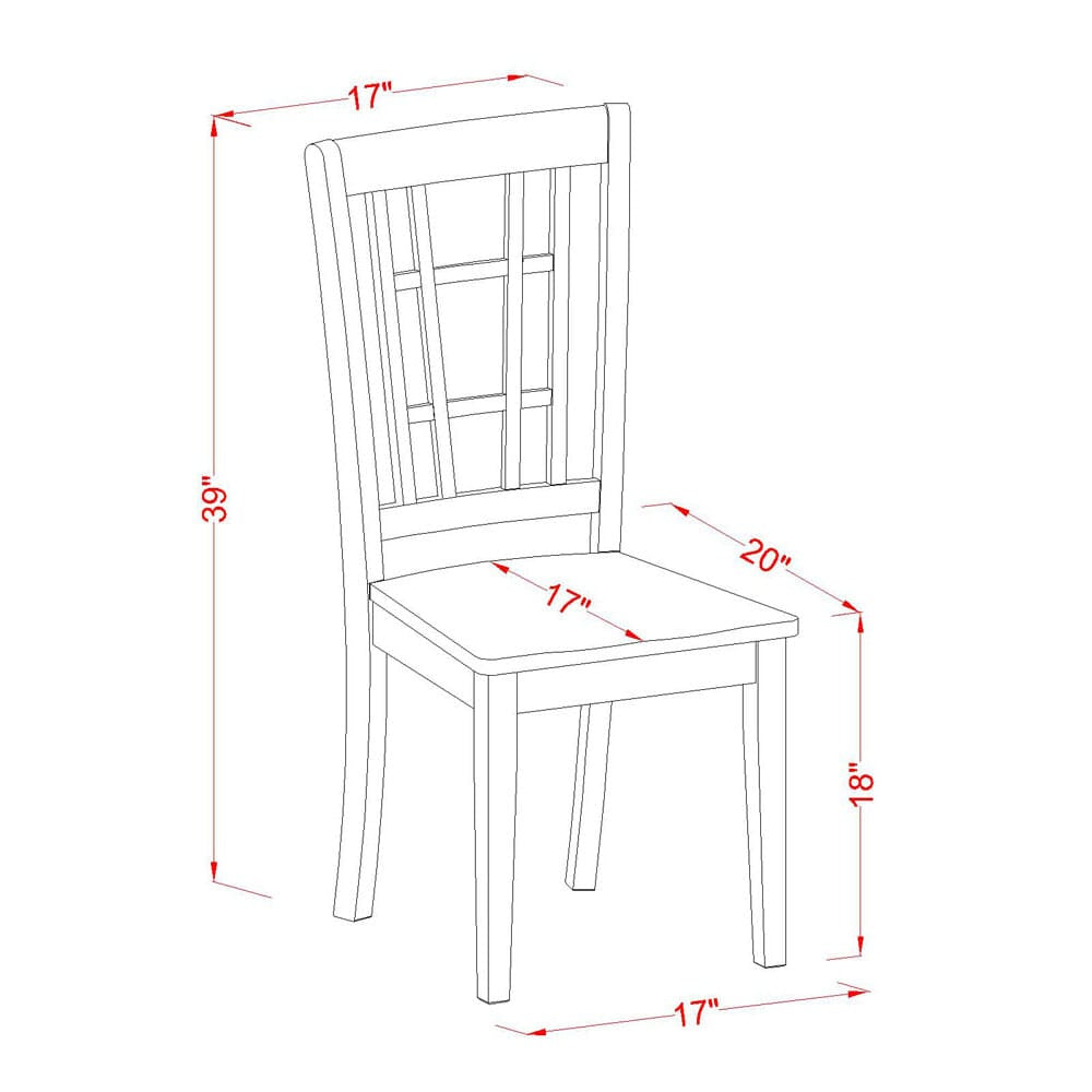 NDNI5-YNT-L 5-Piece Dining Ensemble with Rectangle Table and 4 Chairs - Buttermilk and Cherry, 30x48 Inches
