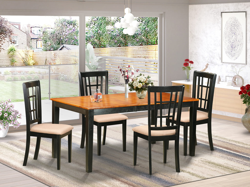 NICO5-6RR-U 5-Piece Dining Set with Expanding Table and Comfort Chairs for the Dining Room, 36x66