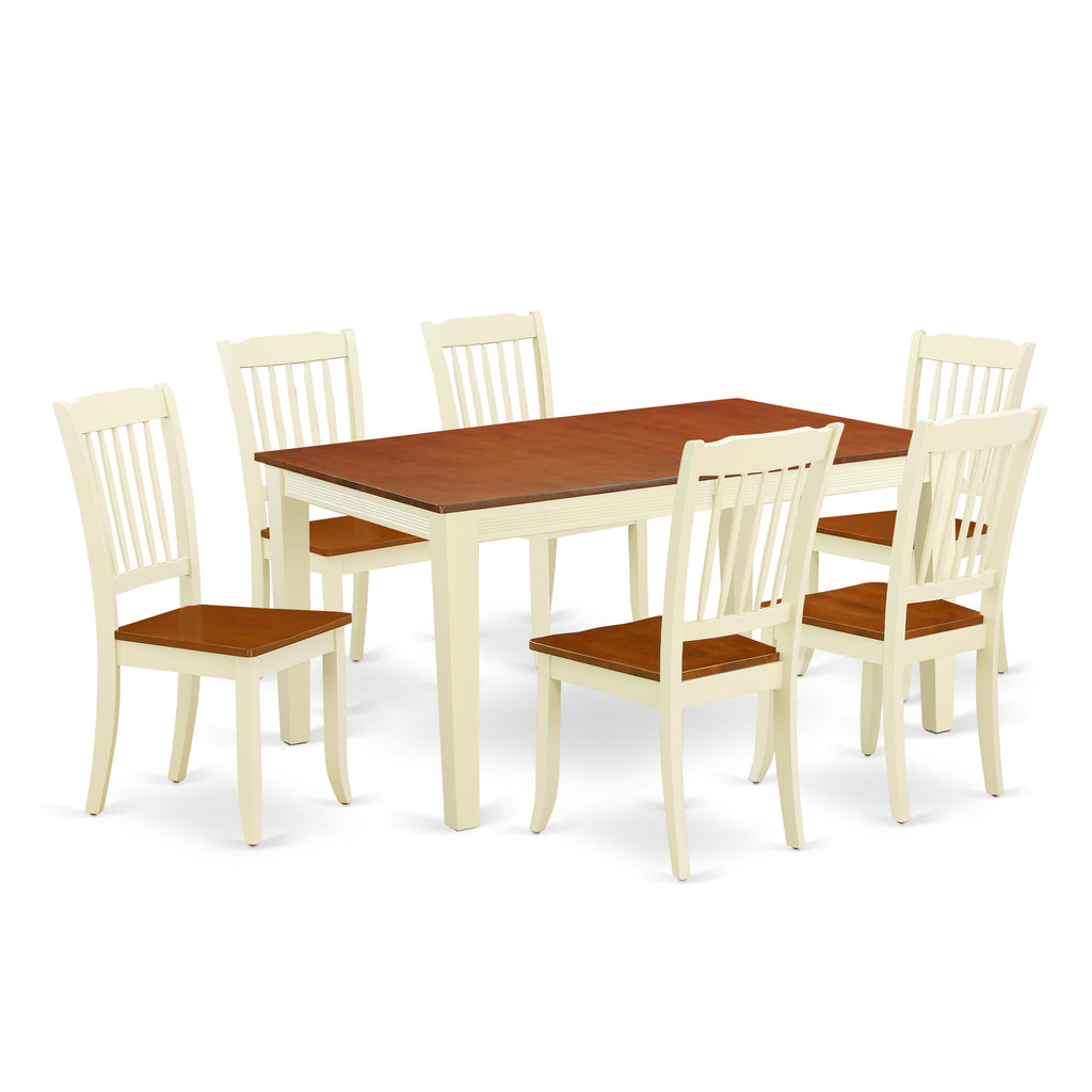 NIDA7-F0C-J 7-Piece Rectangle Dining Set with Butterfly Leaf Drop Table & 6 Chairs in Buttermilk Cherry Tone