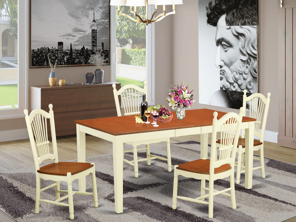 NIDO5-NBA-D Inviting 5-Piece Set with Extension Dining Table & 4 Chairs in Cheerful Tones for Cozy Meals