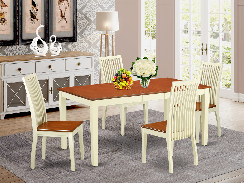 NIIP5-EWO-N 5-Piece Table & Chair Set with Butterfly Leaf in Buttermilk & Cherry - 36x66 in.