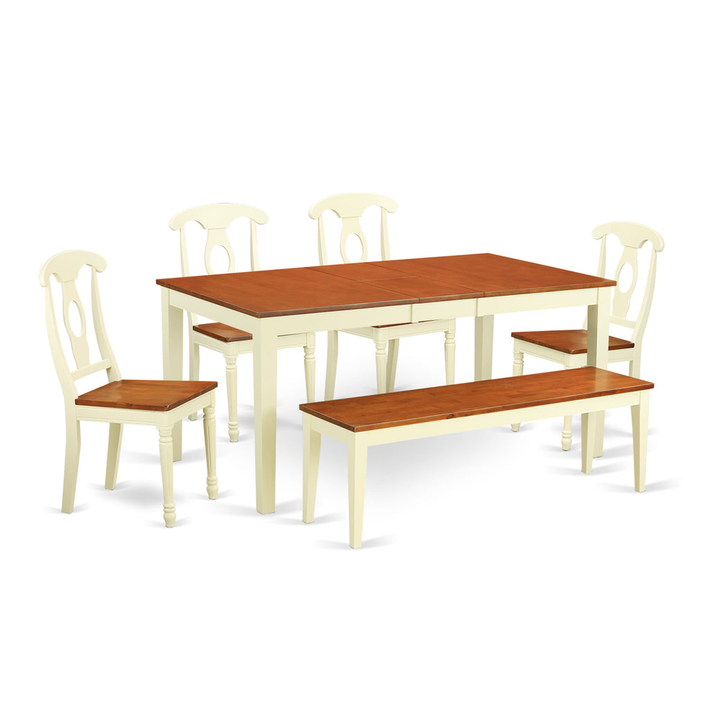 NIKE6-HGK-W 6-Piece Dining Set with Adjustable Butterfly Leaf Table, Buttermilk Cherry Finish