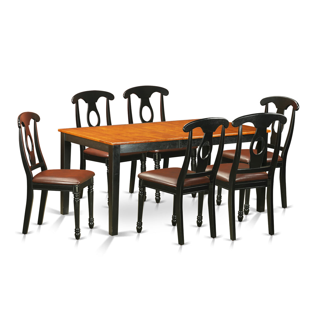 7pc NIKE7-JUM-UF Rectangular Dining Ensemble with Chairs and Expandable Table, Black & Cherry