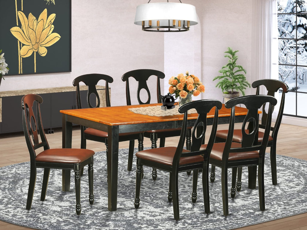 7pc NIKE7-JUM-UF Rectangular Dining Ensemble with Chairs and Expandable Table, Black & Cherry