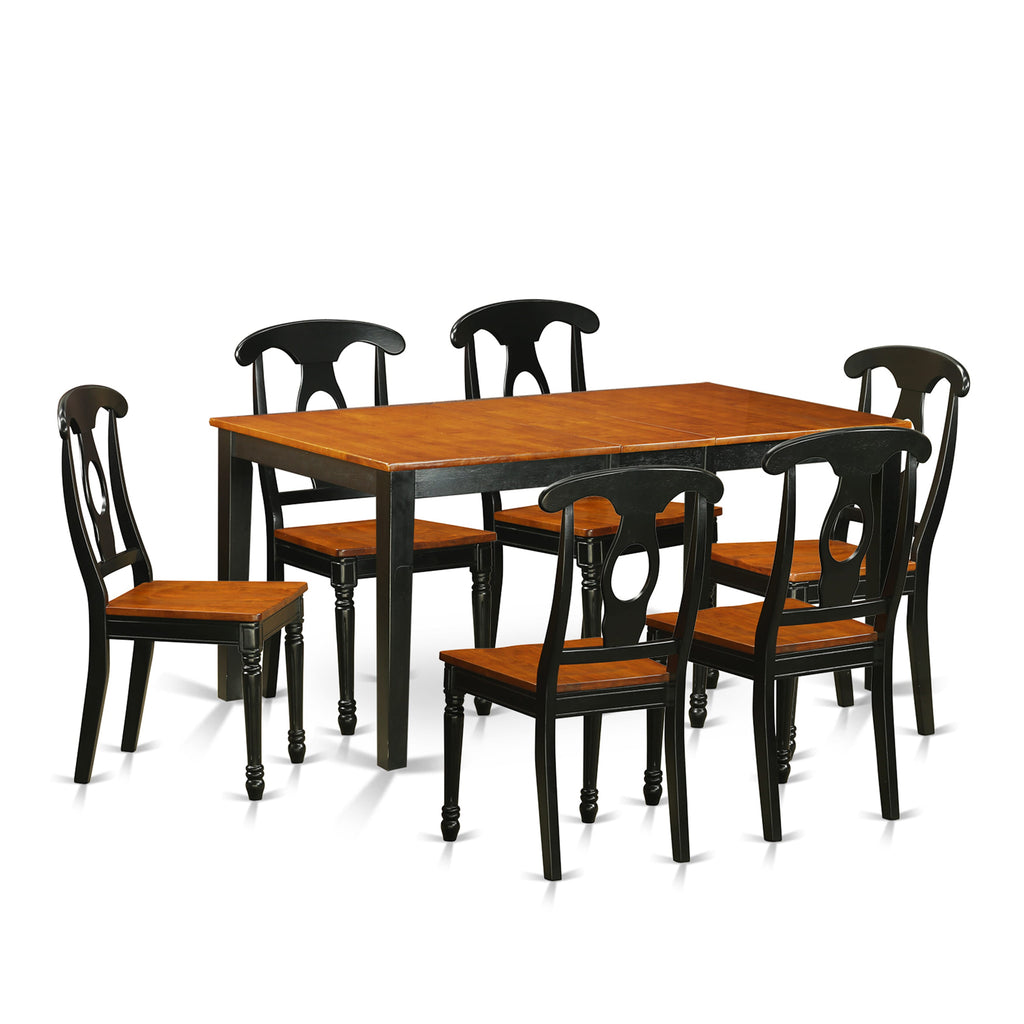 NIKE7-PL2-B Modern 7-Piece Dining Collection with Butterfly Leaf Table and Six Seated Black & Cherry