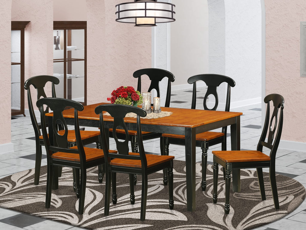 NIKE7-PL2-B Modern 7-Piece Dining Collection with Butterfly Leaf Table and Six Seated Black & Cherry