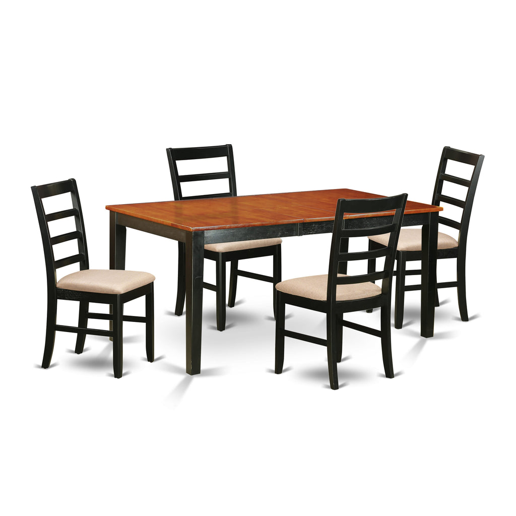 NIPF5-2P3-B Versatile 5Pc Set with Rectangle Table & Plush Chairs, Cherry & Black Finish