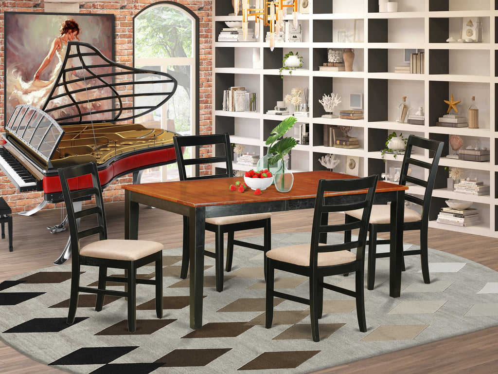 NIPF5-2P3-B Versatile 5Pc Set with Rectangle Table & Plush Chairs, Cherry & Black Finish