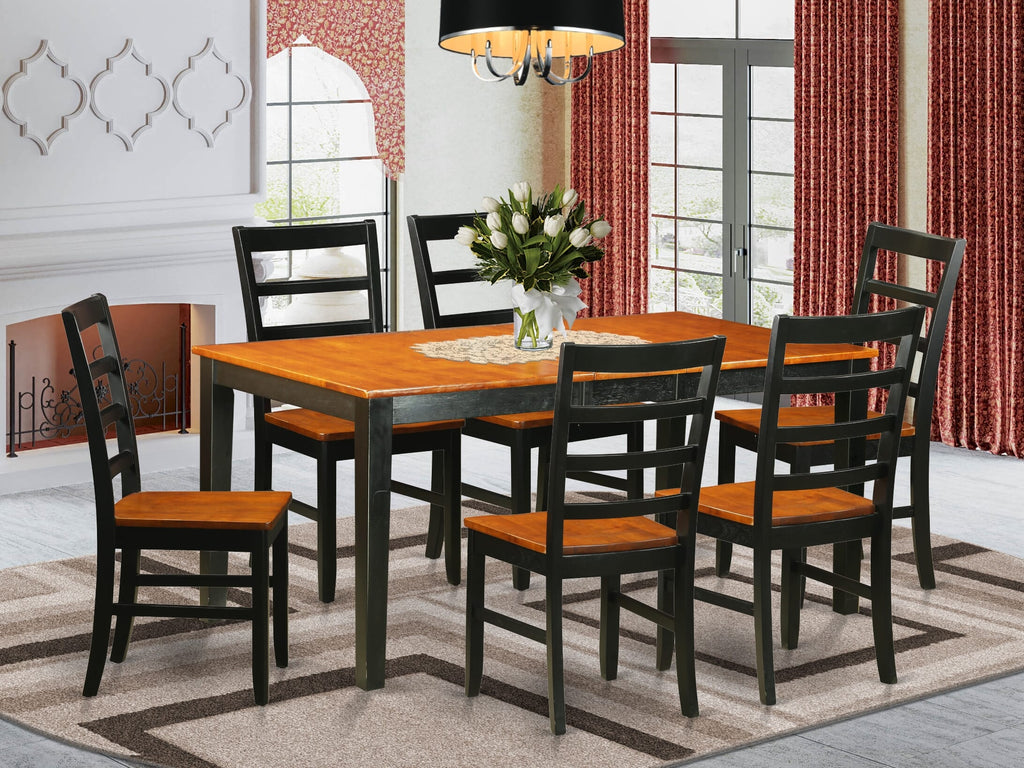 NIPF7-XBS-O 7-Piece Dining Ensemble Including Rectangular Table with Extendable Leaf and 6 Charcoal & Reddish Brown Chairs