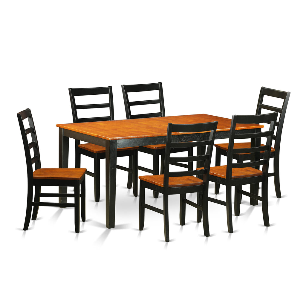 NIPF7-XBS-O 7-Piece Dining Ensemble Including Rectangular Table with Extendable Leaf and 6 Charcoal & Reddish Brown Chairs