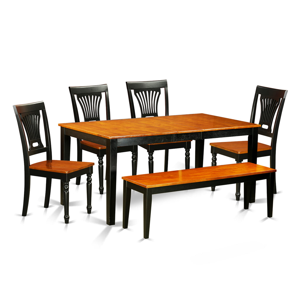 NIPL6-J4F-9 Elegant 6-Piece Cherry Dining Ensemble with Bench, Versatile Expandable Table & Chairs