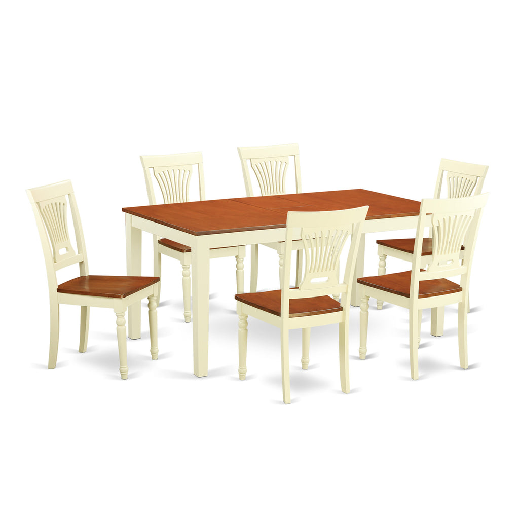 NIPL7-NI3-N Dining Set Elegant 7 Piece Arrangement with Leaf-Extension and Six Chairs, Warm Buttermilk Cherry Blend