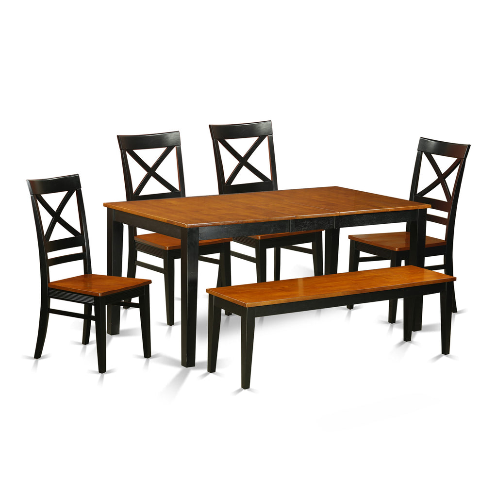 NIQU6-5CZ-S Dining Ensemble with Expanding Dining Table & Seat Set for 6 with Black and Cherry Finish