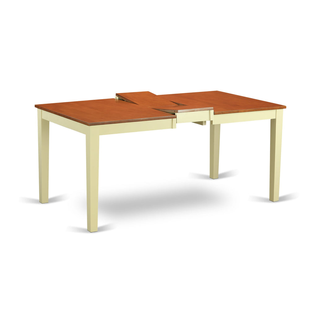 NIT-WLK-O Nicoli Modern Dining Table with Extendable Butterfly Leaf, Buttermilk & Cherry - 36x66 Inch Kitchen Table