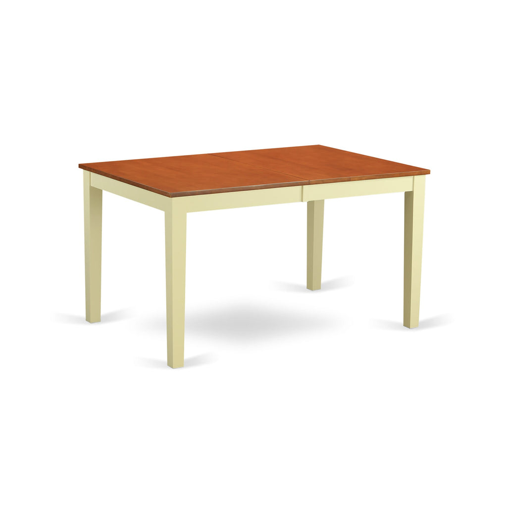 NIT-WLK-O Nicoli Modern Dining Table with Extendable Butterfly Leaf, Buttermilk & Cherry - 36x66 Inch Kitchen Table
