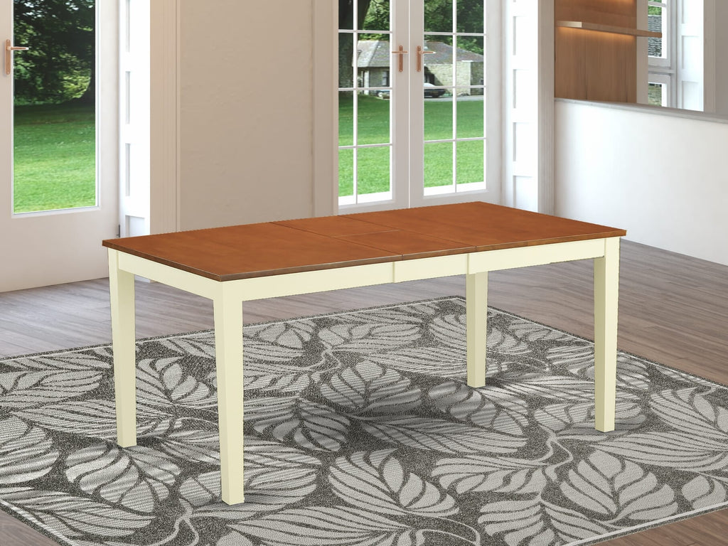 NIT-WLK-O Nicoli Modern Dining Table with Extendable Butterfly Leaf, Buttermilk & Cherry - 36x66 Inch Kitchen Table