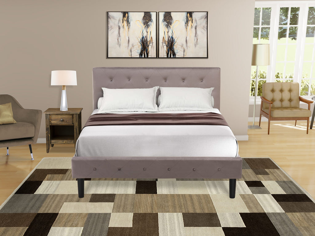 NL14F-AXOVM Bedroom Set Luxurious Full-size Tufted Bed & Jacobean Nightstand
