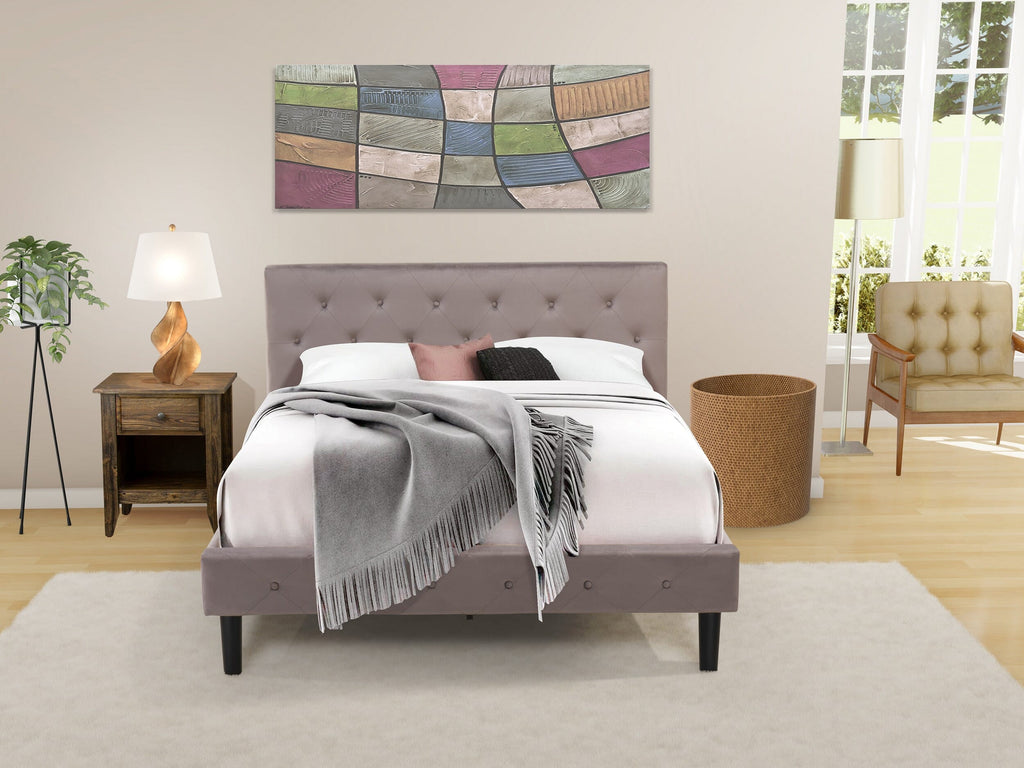 NL14Q-YOYJD Elegant 2-Piece Queen Bedroom Set with Button Tufted Bed Frame and Rich Nightstand
