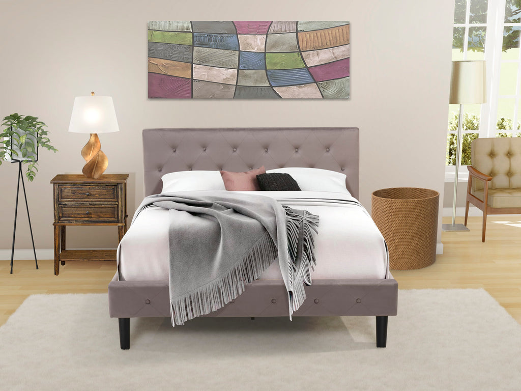 NL14Q-06KAH Chic 2-Piece Queen Sleeping Ensemble - Plush Fabric Bed Frame & Elegant Nightstand