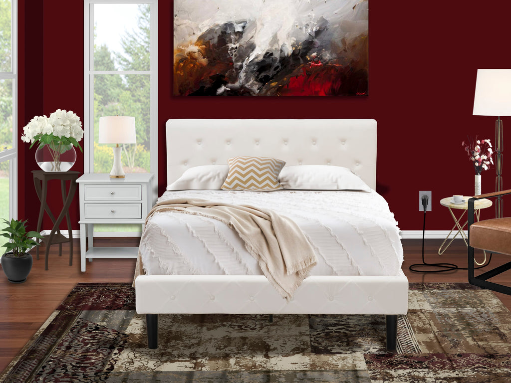 NL19F-KXGNO Luxurious 2-Piece Bedroom Suite - Plush Velvet Full Bed with Button Tufted Headboard and Sleek Gray Nightstand