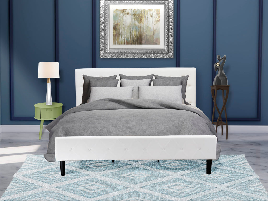NL19K-5GRPU Regal King Suite White Velvet Tufted Frame with Green Accent Nightstand Set